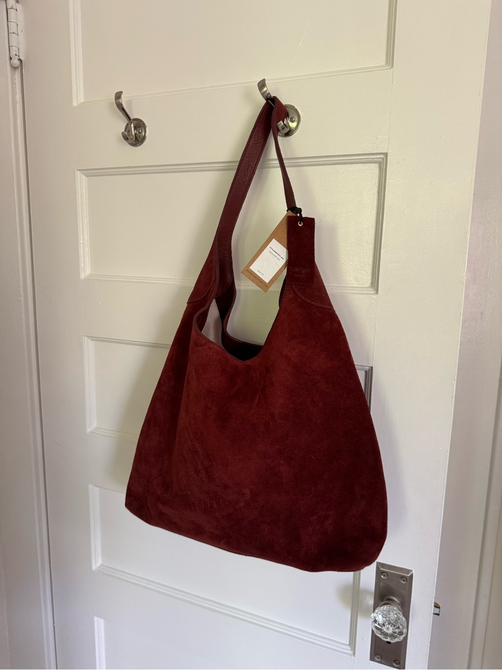Margot New York - Suede Hobo Shoulder Bag in Deep Burgundy